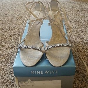Nine West jeweled ankle tie sandals